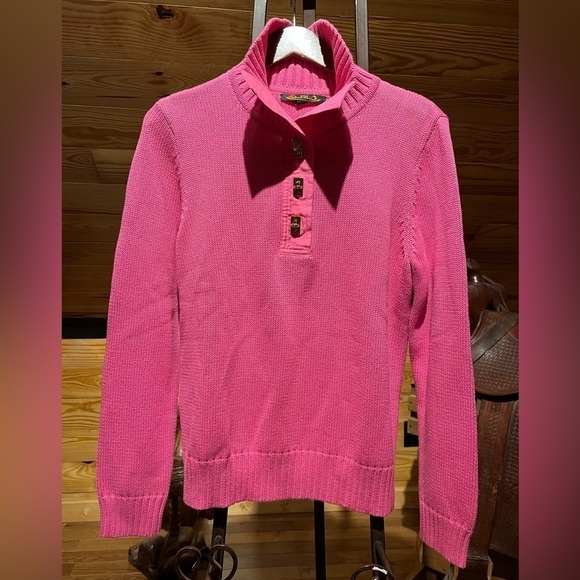 Lauren Ralph Lauren Collared Pink Knit Sweater with Gold Clasp Closure NWOT - Picture 1 of 13